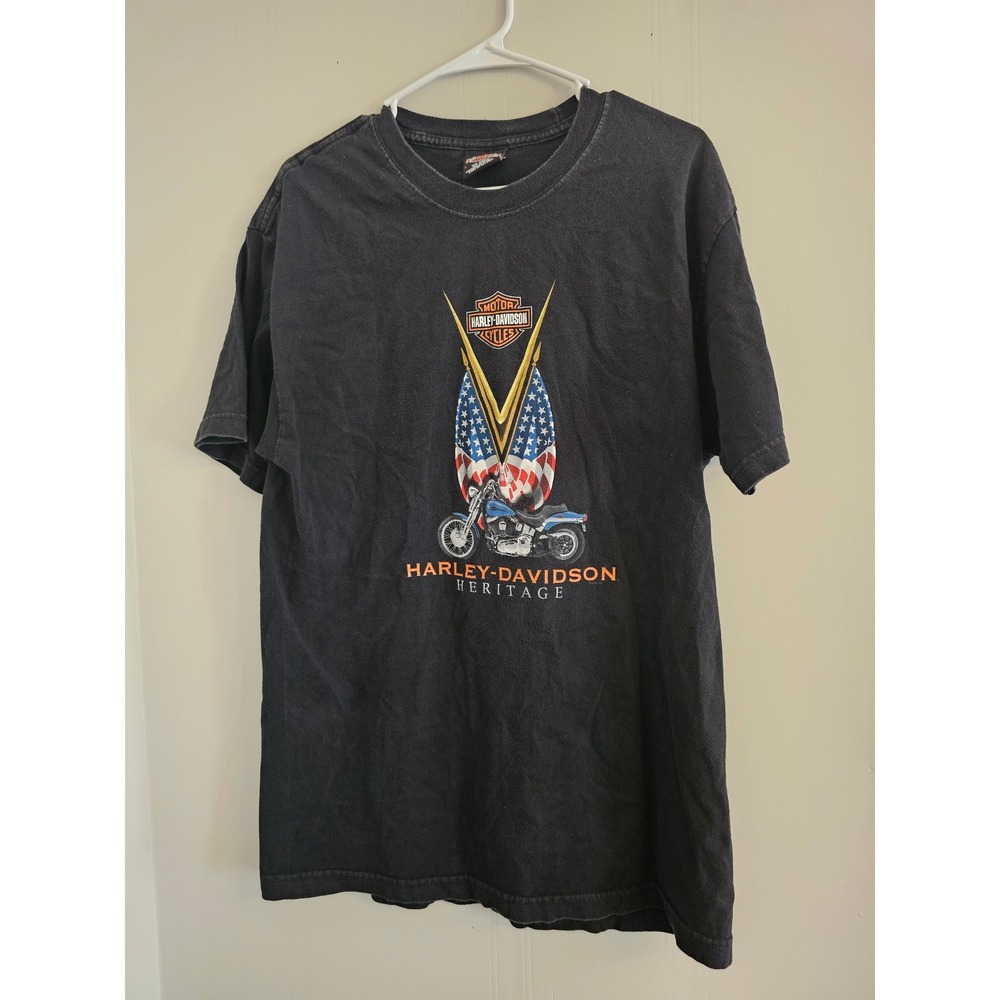Harley Davidson vintage y2k Wytheville Virginia Heritage T Shirt flag Mens L